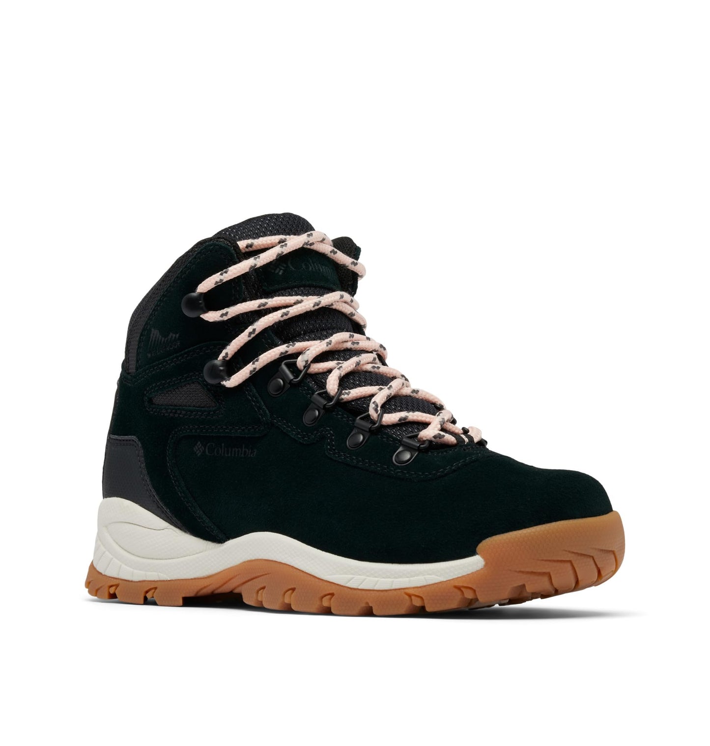 Columbia Womens Newton Ridge Plus Waterproof Amped, Black/Blush Rose, 10 Wide