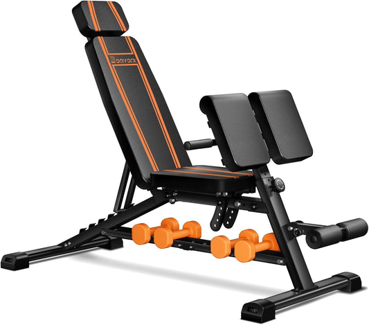 1000LBS Adjustable Weight Bench - Heavy Duty Workout Bench Press with Handle for Home Gym Exercise, Roman Chair Ab for Hyper Back Extension with Handle, Sit Up Flat Incline Decline Bench for Full Body