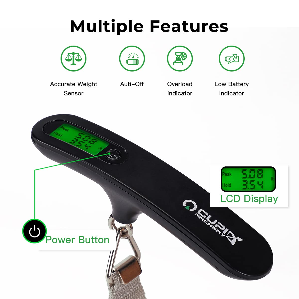 Digital Bow Scale,110 lbs High Precision Archery Bow Scale (Black)