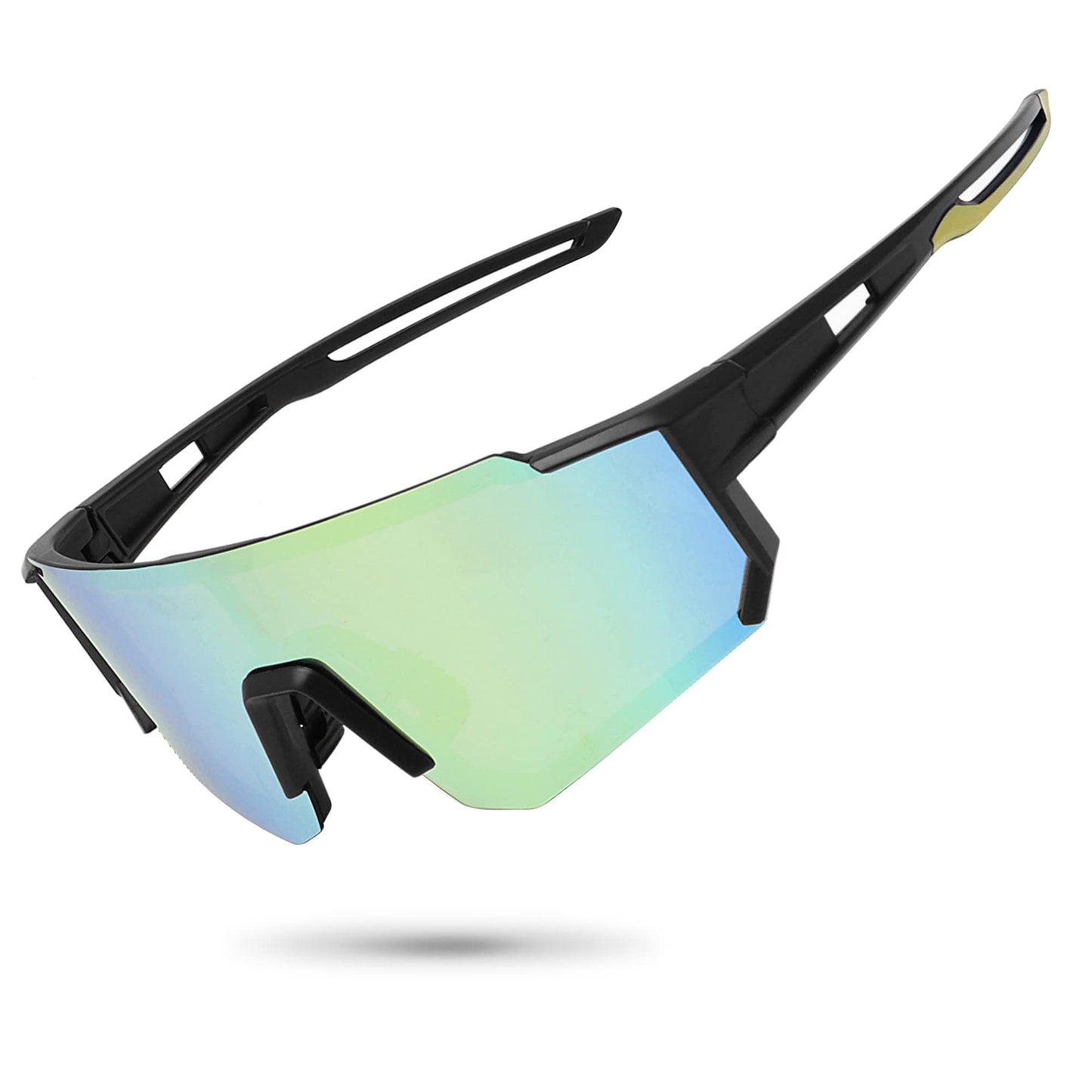 STORYCOAST Polarized Sports Sunglasses for Men Women,Bike Glasses Driving Fishing Cycling Mountain Bike Sunglasses UV400 Protection Black Frame-Gold Mirror Lens