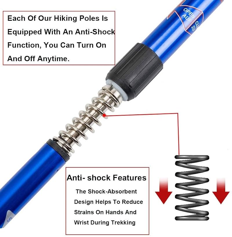 Aihoye Collapsible Hiking Poles - Blue-Black, Lightweight Adjustable Walking Sticks for Men & Women