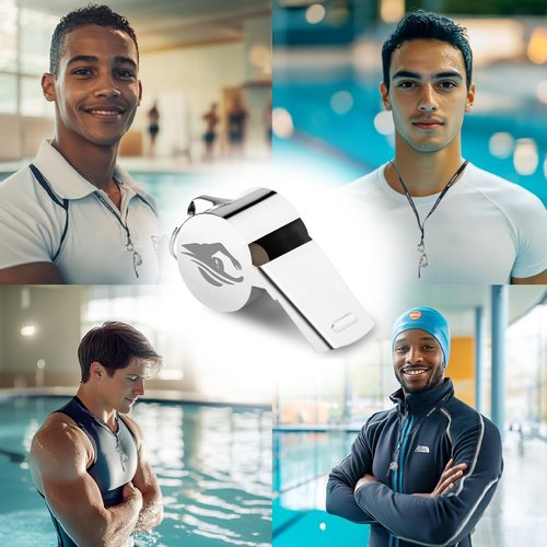 beinkmake Swim Coach Whistle Stainless Steel Sports Whistles with Lanyard Swimming Loud Crisp Sound Whistle Gifts for Coach Referee Teacher Official Men Women
