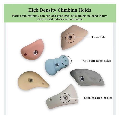OneGrifN Climbing Kit,Climbing Holds, Teens Adults Resin Rock Climbing Holds with Screws, 10 Pcs Premium Screw-On Beginners Climbing(Plank Installation)