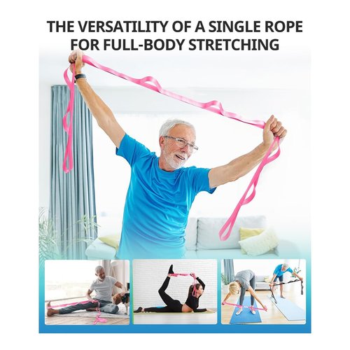 Yoga Strap Stretching Strap with Loops,10 Loops Non-Elastic Exercise Strap for Pilates, Dance Exercise Rehabilitation Training Multi-Loop Stretching Band-Orange