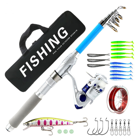 Hyxhyes Spinning Rod and Reel Combo,Carbon Fiber Telescopic Fishing Rod and Wheel Set, Fishing Rod Set Suitable for Beginners and Adults as a Fishing Equipment Set. (1.8m(5.9ft))
