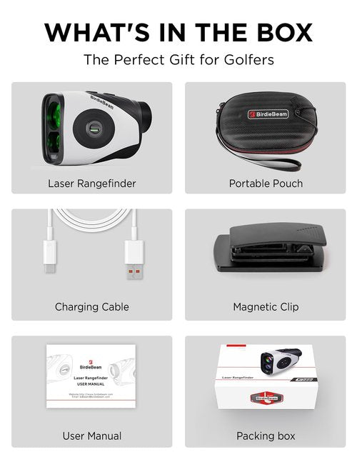 BirdieBeam Golf Rangefinder with Slope, 1200Y Laser Range Finder for Golf, 7X Magnification, Flag Lock with Vibration, Magnetic Cart Mount, Ultra-Clear Display, USB-C Rechargeable, Waterproof