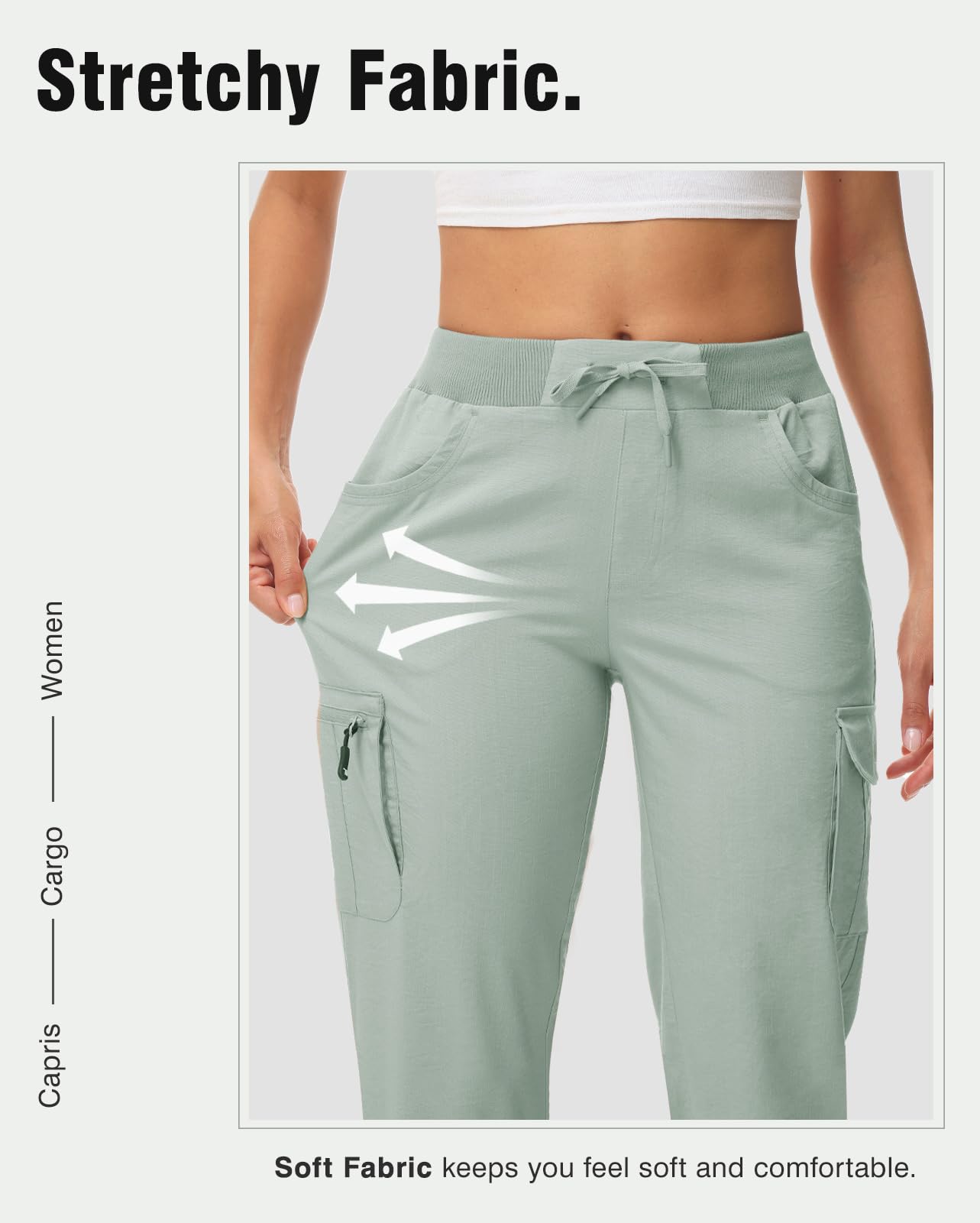 TBMPOY Womens Cargo Capris with Pockets Lightweight Hiking Capris Pants Quick Dry Casual Cropped Pants Summer Trip Cotton Blue M