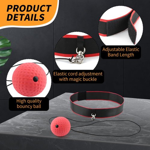 PUXING Boxing Reflex Ball Headband Set Boxing Training Ball for Beginner Proficiency Improvement, Great Boxings Equipment (Color:Red+Black)