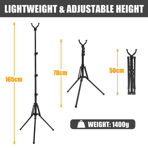 HUNTPAL 16"-62" Hunting Tripod Stand Shooting Stick Gun Rifle Rest With Removable 360 Rotation V Yoke - Versatile Portable Foldable Matt Aluminum Gun Support for Range Practice