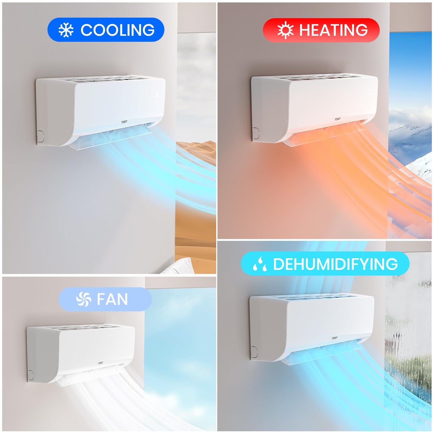 TOSOT 30,000 BTU 3 Zone Mini Split Air Conditioner with Heat Pump, 21 SEER2, 230V, Wifi-Enabled Ductless Inverter Split System with 16.4 ft Copper Line Set, 9,000 + 9,000 + 12,000 BTU, Cosmo Series