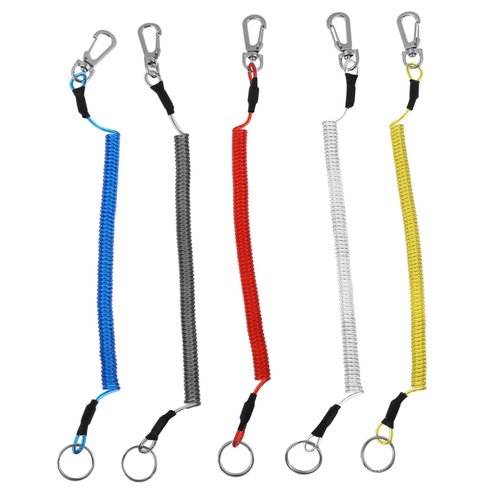 HEMOTON 5Pcs Fishing Lanyard Spring Rope Durable Retractable Coiled Cords for Outdoor Activities for Fishing Hiking Camping and Mountaineering