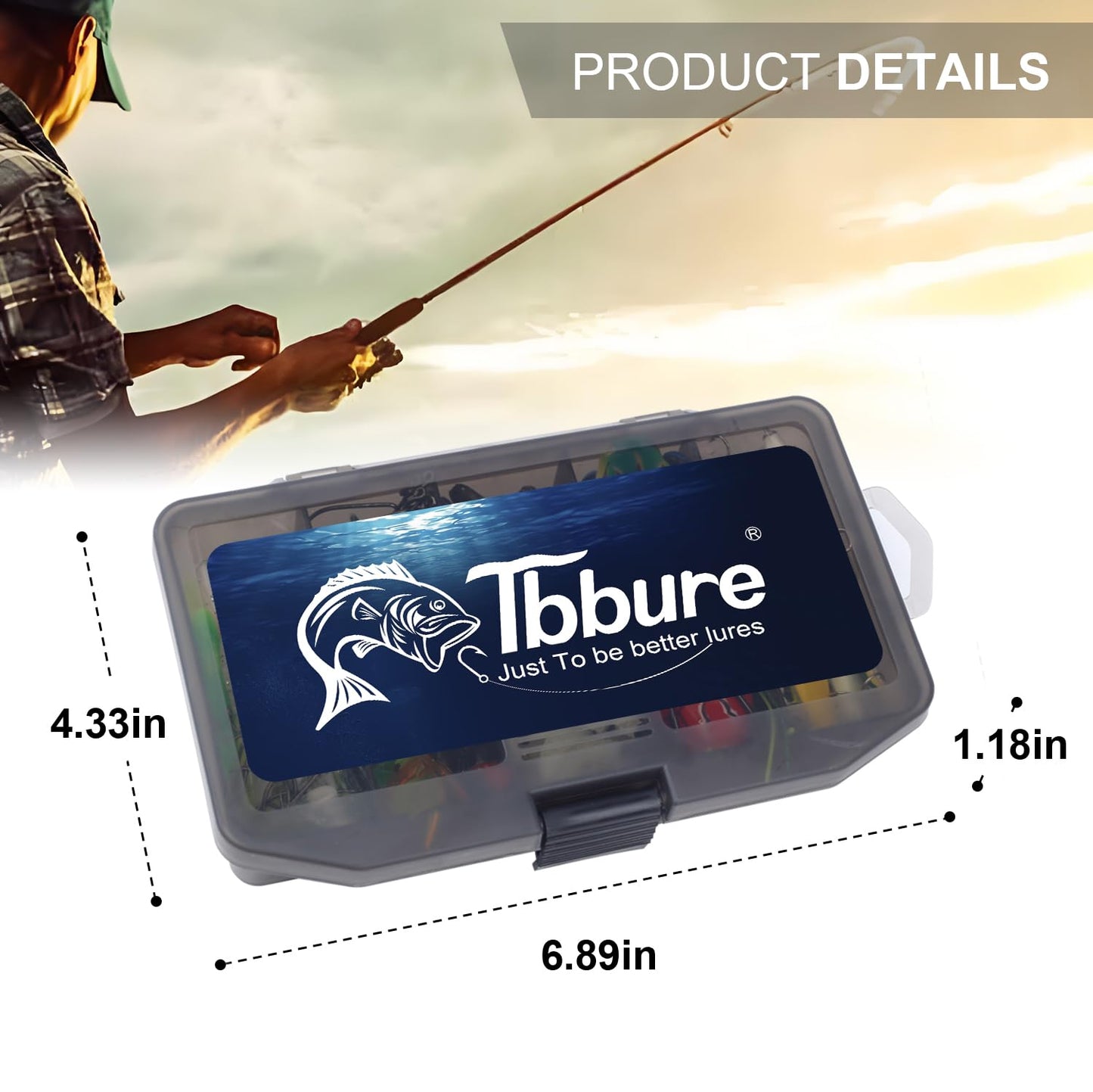 Tbbure 220 Pcs Fishing Lures Equipment Tackle Gear Box for Bass, Fish Kit with Soft Lures,Hooks, Accessories Tools,Frog,Worms,Plastic Bait, Swimbait,Crappie Jigs,Crankbaits, Gifts for Men