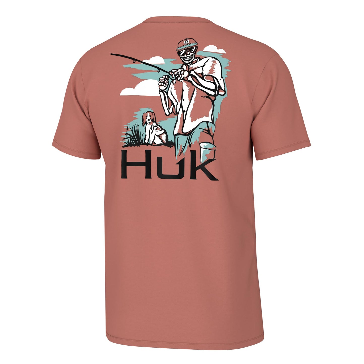 HUK Mens Fishing Graphic Tee, Performance Short Sleeve, Quick-Dry, Fletch N Bones - Sunburn, Large