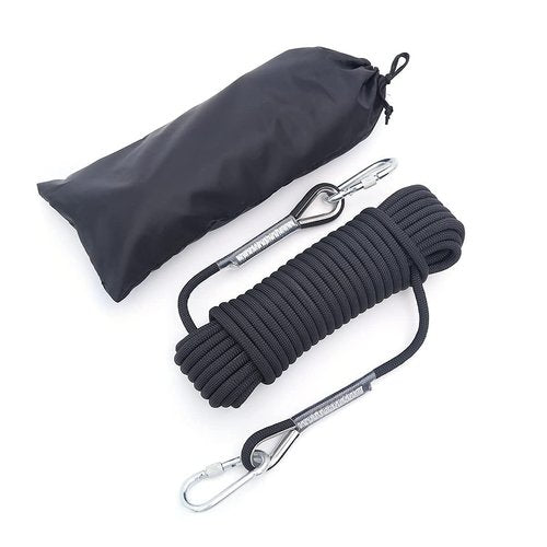 Climbing Rope 10MM Diameter 10M(32ft) 20M(64ft) Static Rock Climbing Rope,Tree Climbing Rappelling Rope,Escape Nylon Rope,Ice Climbing Equipment Outdoor Fire Rescue Parachute Rope with 2 Steel Hooks