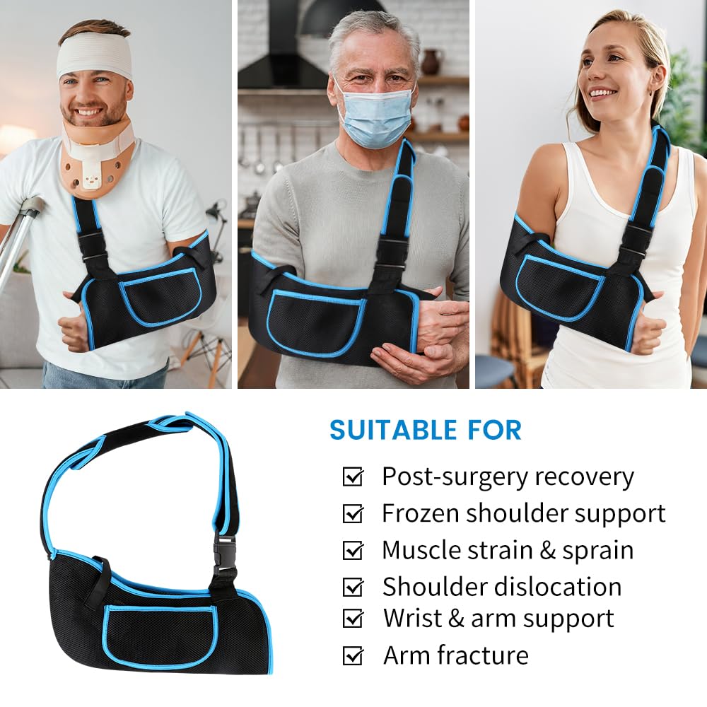 Arm Sling Shoulder Immobilizer for Men and Women, Adjustable Rotator Cuff Support Brace, Fit Left or Right, Comfortable Medical Slings for Elbow and Wrist Injury, Forearm Fracture, Surgery Recovery