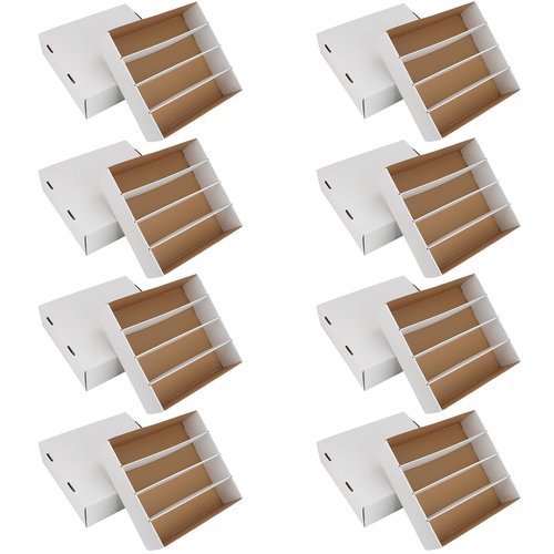 HIMOMO Trading Card Storage Box 3120 Count Collector Cards Box White Sports Card Storage Boxes Card Sorting Tray Cases Cards Collection Trading Cards Box for Soccer Basketball Cards (8 Set)