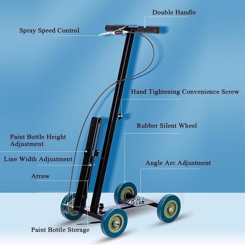 YOGAYE Multifunction Line Marking Machine,Marking Tools,Lane Marking Applicator,Paint Line Striping Equipment,Straight,Arc,and Round Can Be Adjusted