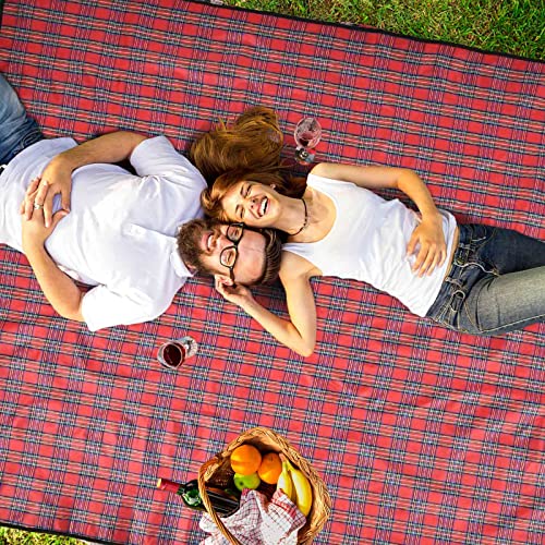 Red Picnic Beach Blanket 99x60in Waterproof Sandproof Outdoor Mat for Camping & Family