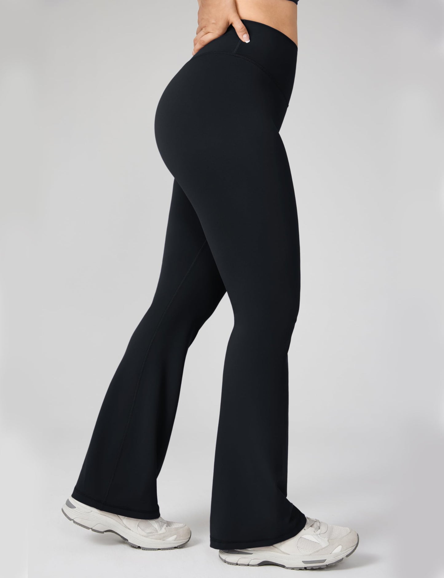 UNISSU Hugcurve No Front Seam High Waisted Flare Leggings for Women Bootcut Yoga Pants Buttery Soft Lounge Workout - 31.5'' Black Large