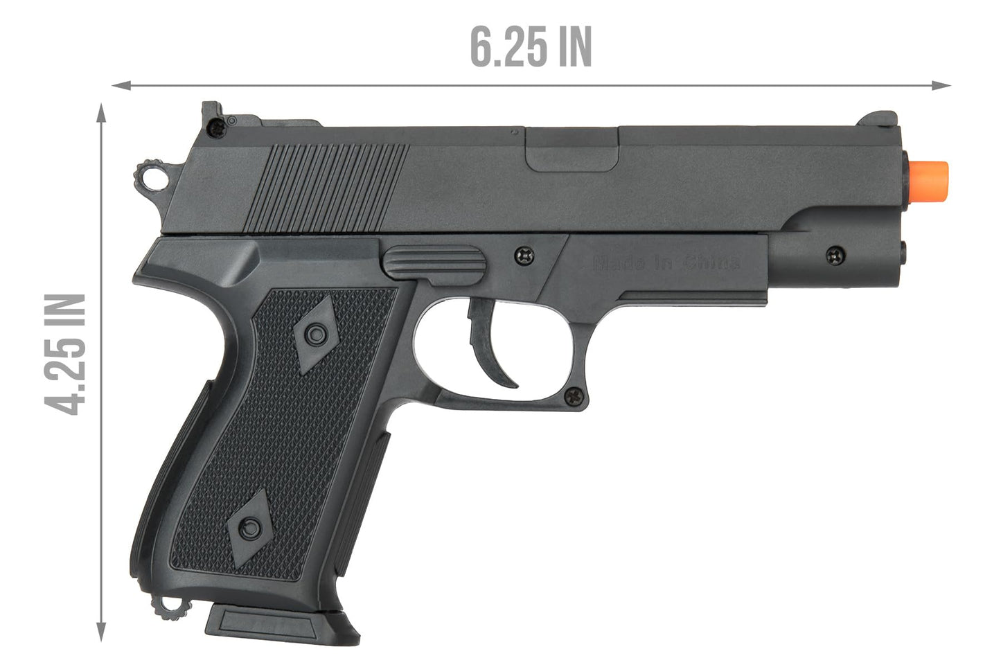 2 Pack of Polymer Spring Operated 7" Inch BB Airsoft Pistol-Intended for Film and Costume use.
