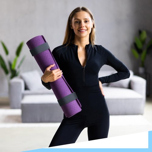 Leyndo 2 Pcs Yoga Mat Strap Band 20" l x 2" w Yoga Strap Tightly Rolled and Secure(Gray)