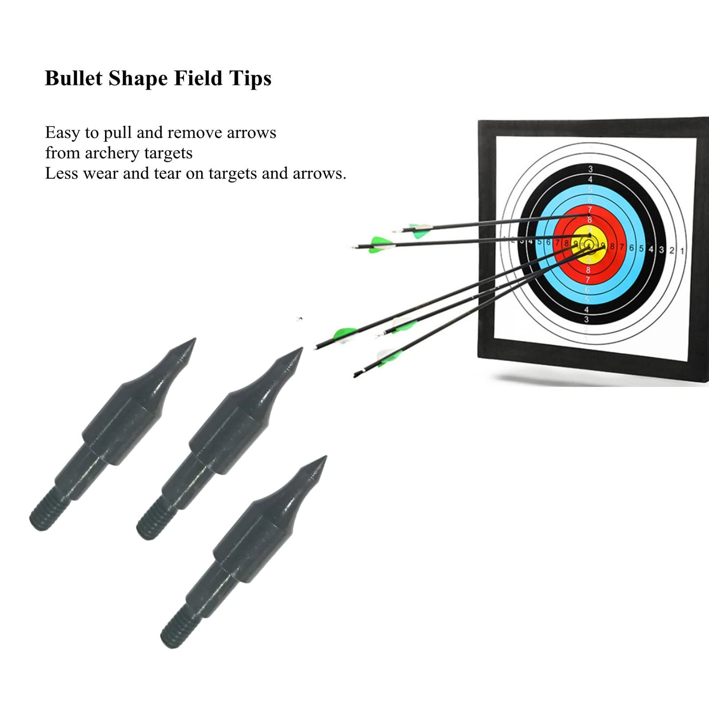 12pcs 100 Grain Field Points, 100gr Crossbow Arrow Tips for Bow and Arrow Target Practice, Screw-in Bullet Points for 5/16 Inch Arrows, Hunting Archery Target & Accessories