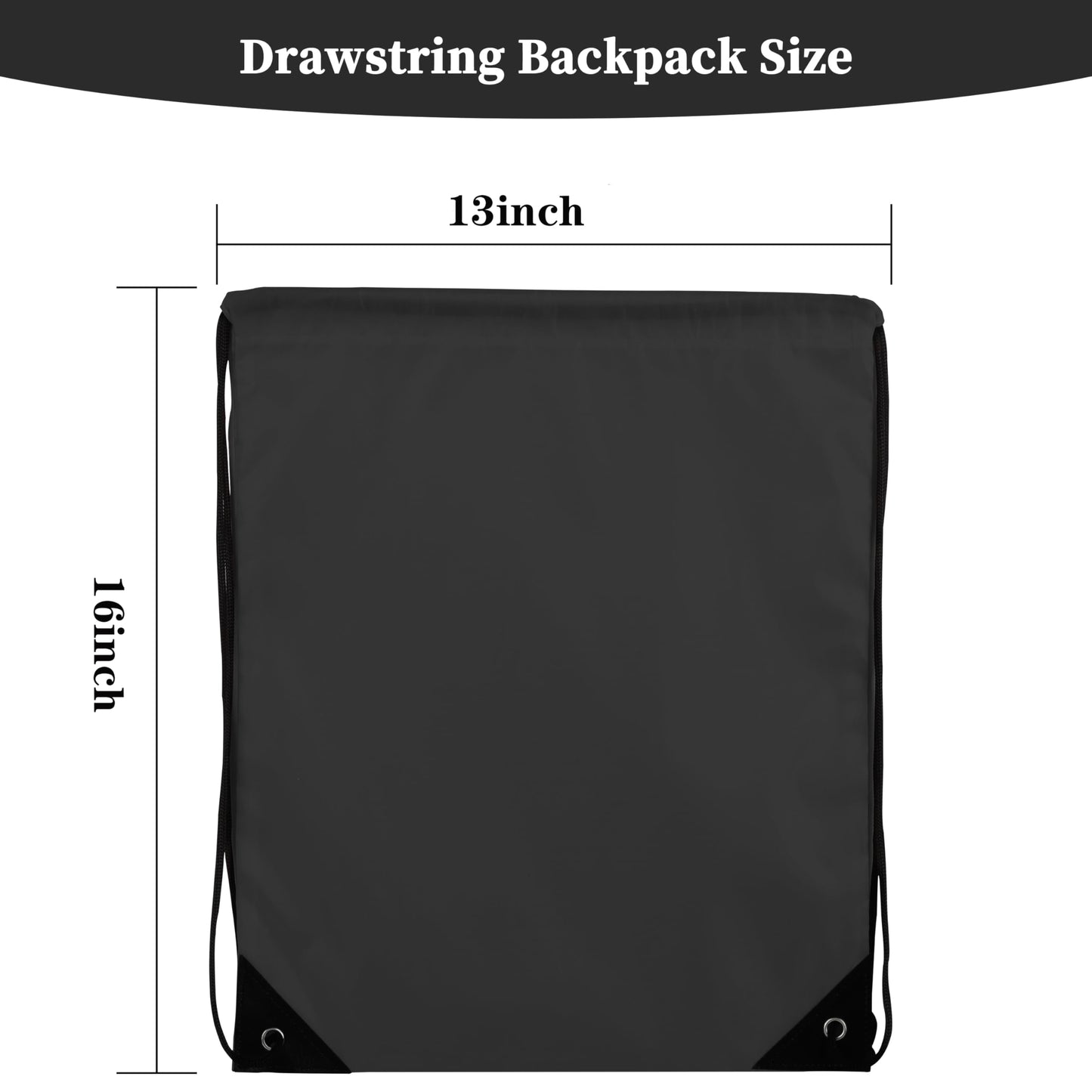 Topspeeder 10Pcs Black Drawstring Backpack Bags Sack Pack Cinch Tote Sport Bulk Storage Polyester Bag for Gym Traveling