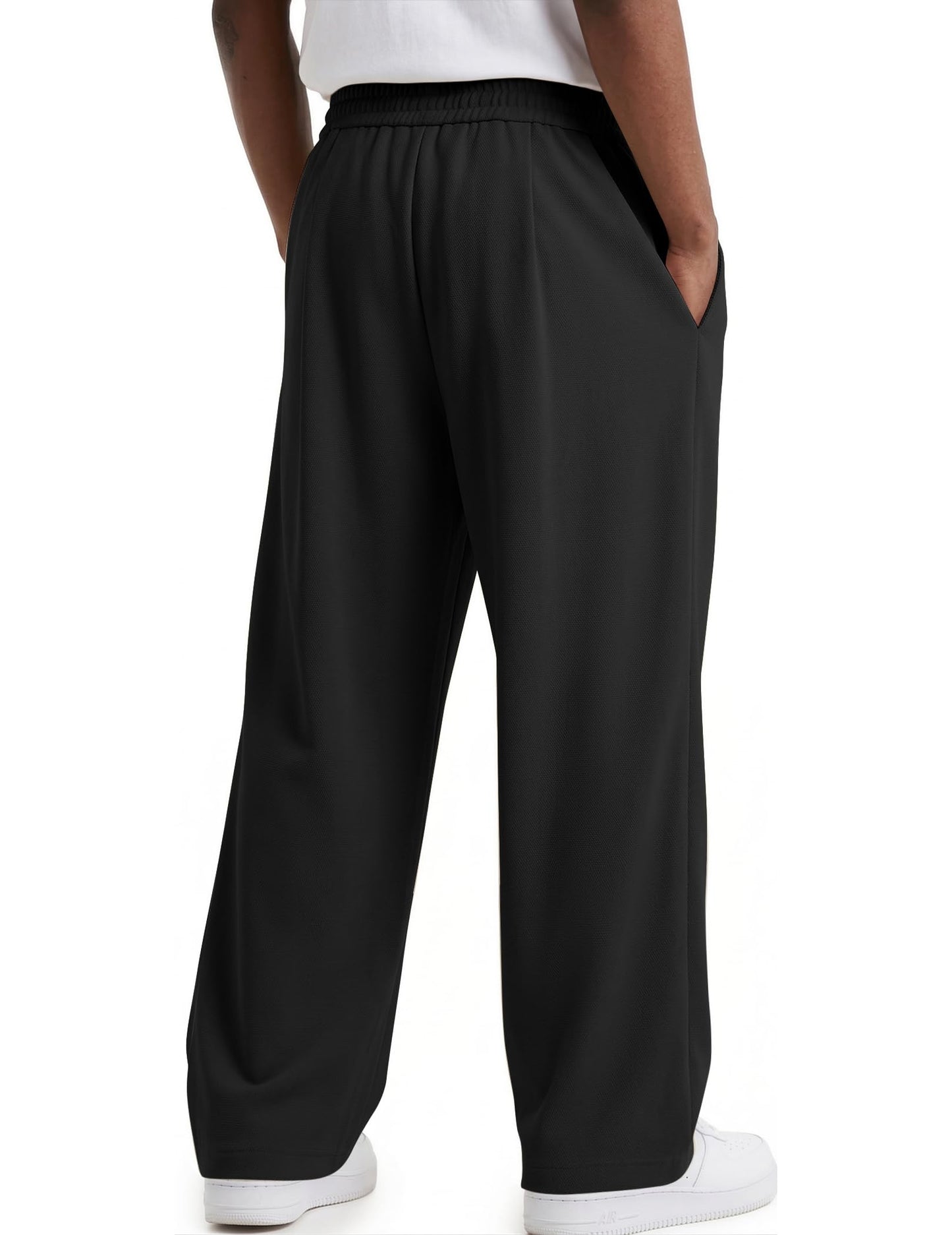 COOFANDY Mens Casual Sweatpants Open Bottom Lounge Pants Lightweight Baggy Workout Yoga Track Pants Black