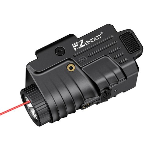 EZshoot 800 Lumens Pistol Light Laser Combo Rechargeable, Compact Pistol Flashlight with Slidable Rail Compatible with Glock and Picatinny Rail, Tactical Flashlight with Red Laser Beam