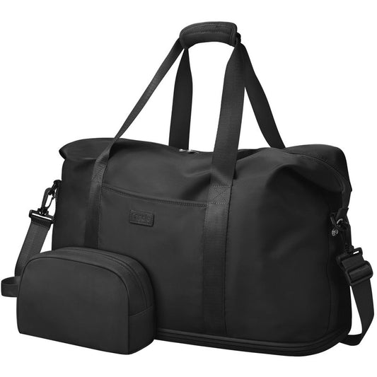 Expandable Travel Duffle Bag, Waterproof Weekender Overnight Bags for Women Men Hospital Bag for Women Labor Delivery Carry on Bag with Toiletry Bag for Travel Gym Airplanes(Black, X-Large)