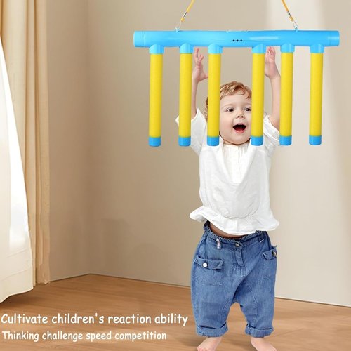 Reflex Challenge Game for Adults,Reflexes Game Falling Sticks,Catching Drop Stick Game,Hand Eye Coordination Training,3 Adjustable Speed,Upgrade Remote Control(Orange)