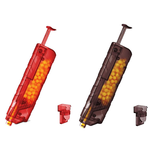 100 Rounds Airsoft Speed Loader Applicable to 6mm BBS with Adapter - Red+Brown,2 Pack