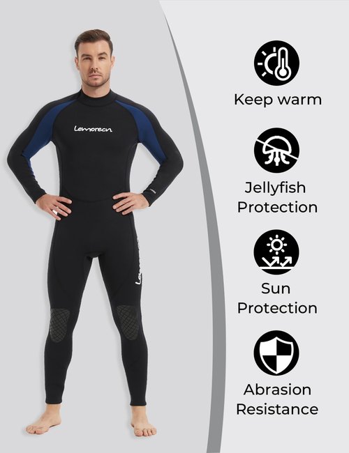 Lemorecn Wetsuits Jumpsuit Neoprene 3/2mm Full Body Diving Suit(3031,M)