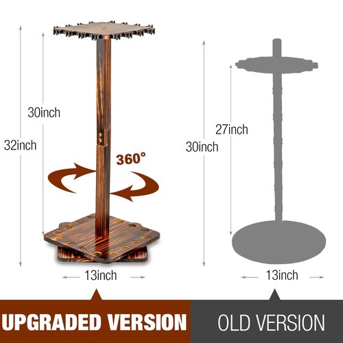 Ghosthorn Fishing Rod Holders for Garage 360 Degree Rotating Fishing Pole Rack, Floor Stand Holds up to 16 Rods Wood Fishing Gear Equipment Storage Organizer, Fishing Gifts for Men