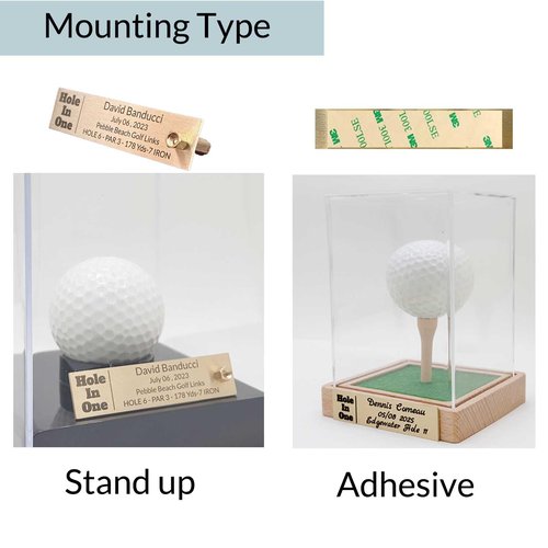 signxuni Custom Golf Ball Display Case - Hole in One Plaque Engraved Brass Plate 2.4" x 0.6"