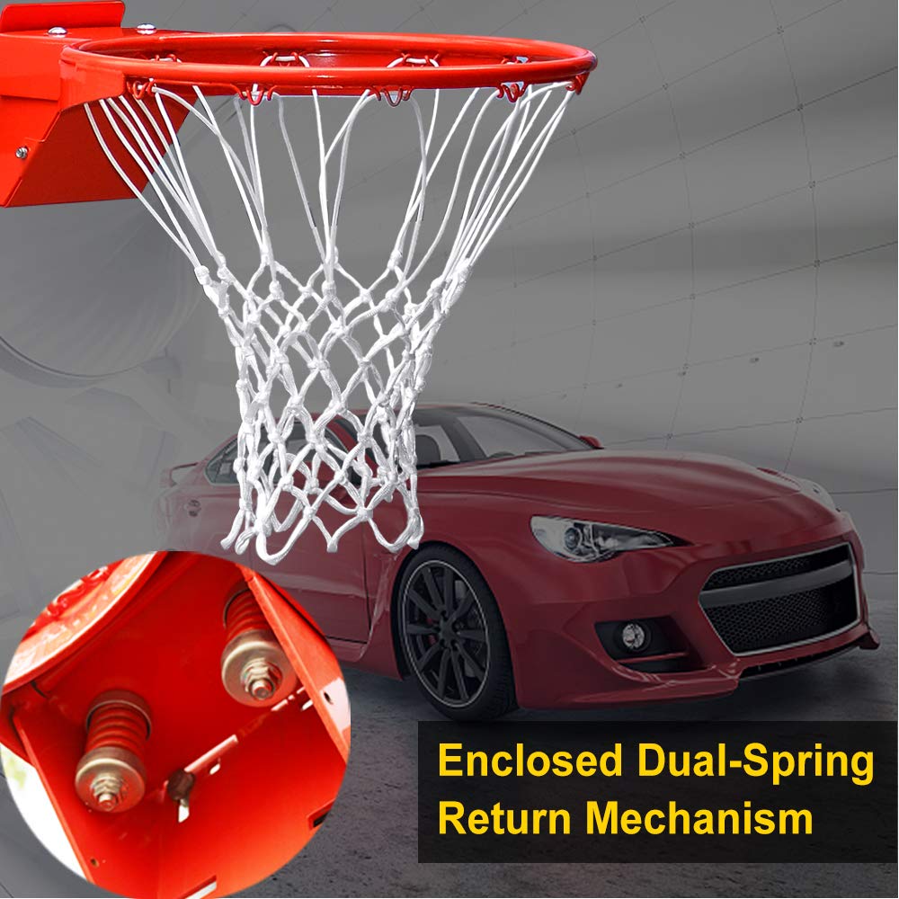 ProSlam 180° Heavy Duty Breakaway Basketball Rim, 18" Double Spring Flex Replacement, 5/8" Solid Steel, Positive Lock, Fits 4 Hole Patterns (5x5,5x4,4x3,5x3) Backboard