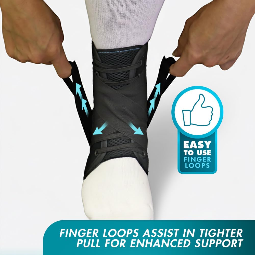 Med Spec ASO Ankle Stabilizer (3X-Large, Black) - Lace Up Ankle Brace for Ankle Sprain and Instability, Orthopedic Ankle Support for Men, Women, Adults, Teens and Kids, Sports Injury Recovery, 264018