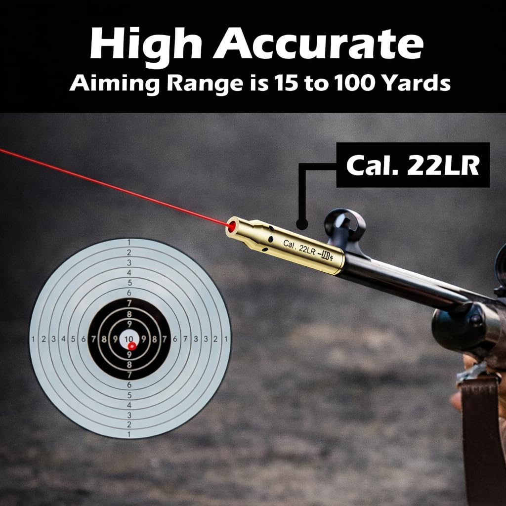 Gotical .22 LR red Laser Bore Sight 5mw Class IIIA Laser Boresight Inserting the Cylinder Easy to Use with 3 Set of Batteries and Extra O-Rings