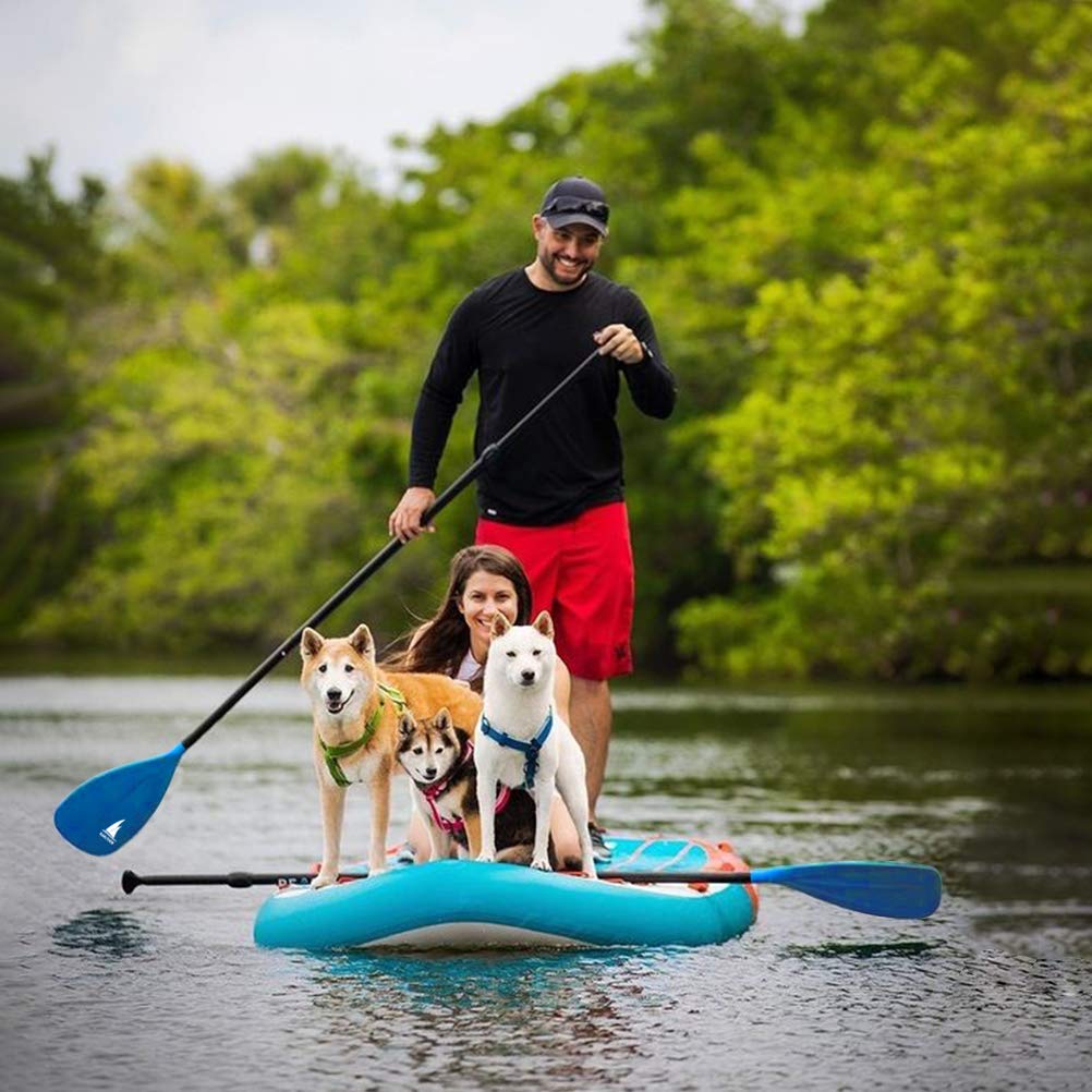 Karltion SUP Paddle - 3 Pieces Adjustable Aluminium SUP Paddle Alloy Shaft Paddle Board Paddles with Glass Fiber Blade for Surfing, Floating,Water Sport-Blue