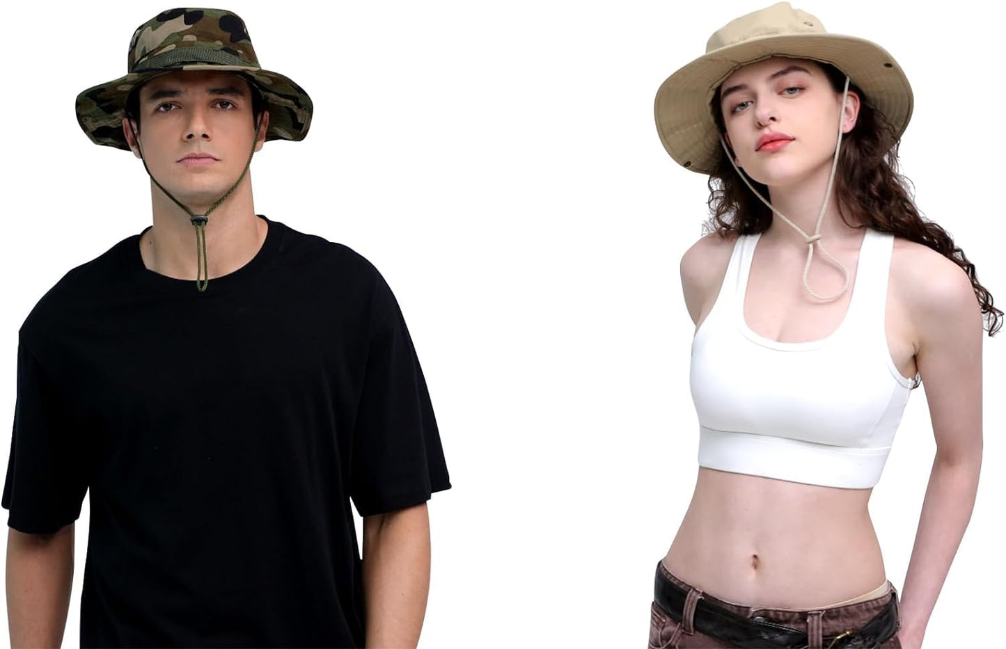 Sun Hats for Men Women Bucket Hat UPF 50+ Boonie Hat Foldable UV Protection Hiking Beach Fishing Summer Safari(1pack-Green Camo)