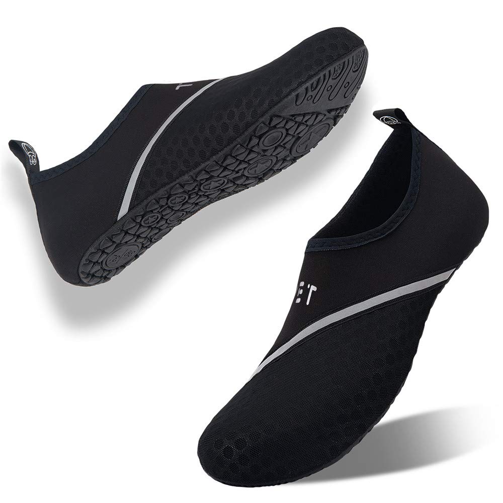 WateLves Water Sports Shoes Barefoot Quick-Dry Aqua Yoga Socks Slip-on for Men Women (DXB.Black, 38/39)