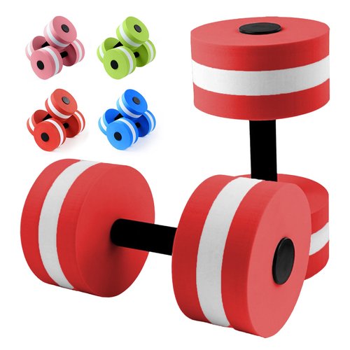 qorkhogr Water Weights Exercise Dumbells, Water Weights Pool Exercise Dumbbells, Aerobic Foam Dumbbell Pool Resistance for Aerobics Weight Loss Red