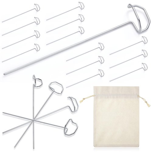 Shimeyao 24 Pack 6" Archery Target Pins with Loop Handle Heavy Duty Stainless Steel for Thickened Bow Foam Straw Archery Targets for Backyard, Garden Landscape Staples, Range Hunting Practice