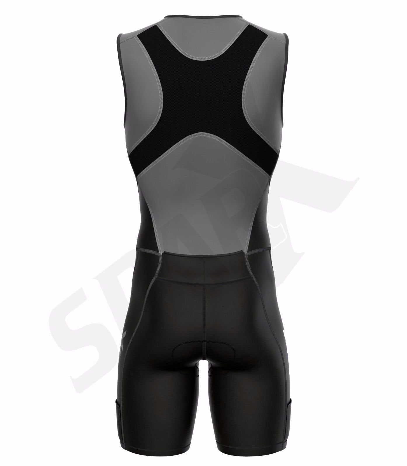 Sparx Men`s Triathlon Suit Tri Race Skinsuit Bike-Swim-Run 3 Pockets Italian Fabric (Gray, Large)