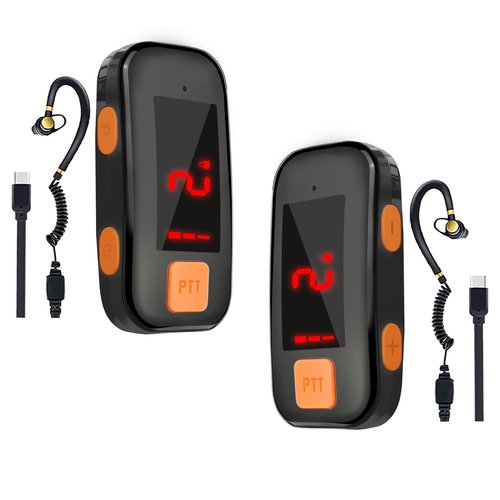 Super Mini Walkie Talkies 2 Pack, Waterproof Two Way Radio with Earpieces Portable FM Transceiver for Outdoor Restaurant Baseball Retail Store