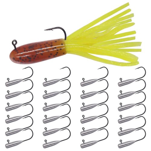 Tube Jig Heads for Crappie, Panfish, and Bass Fishing - 24 Pack (1/16 oz)