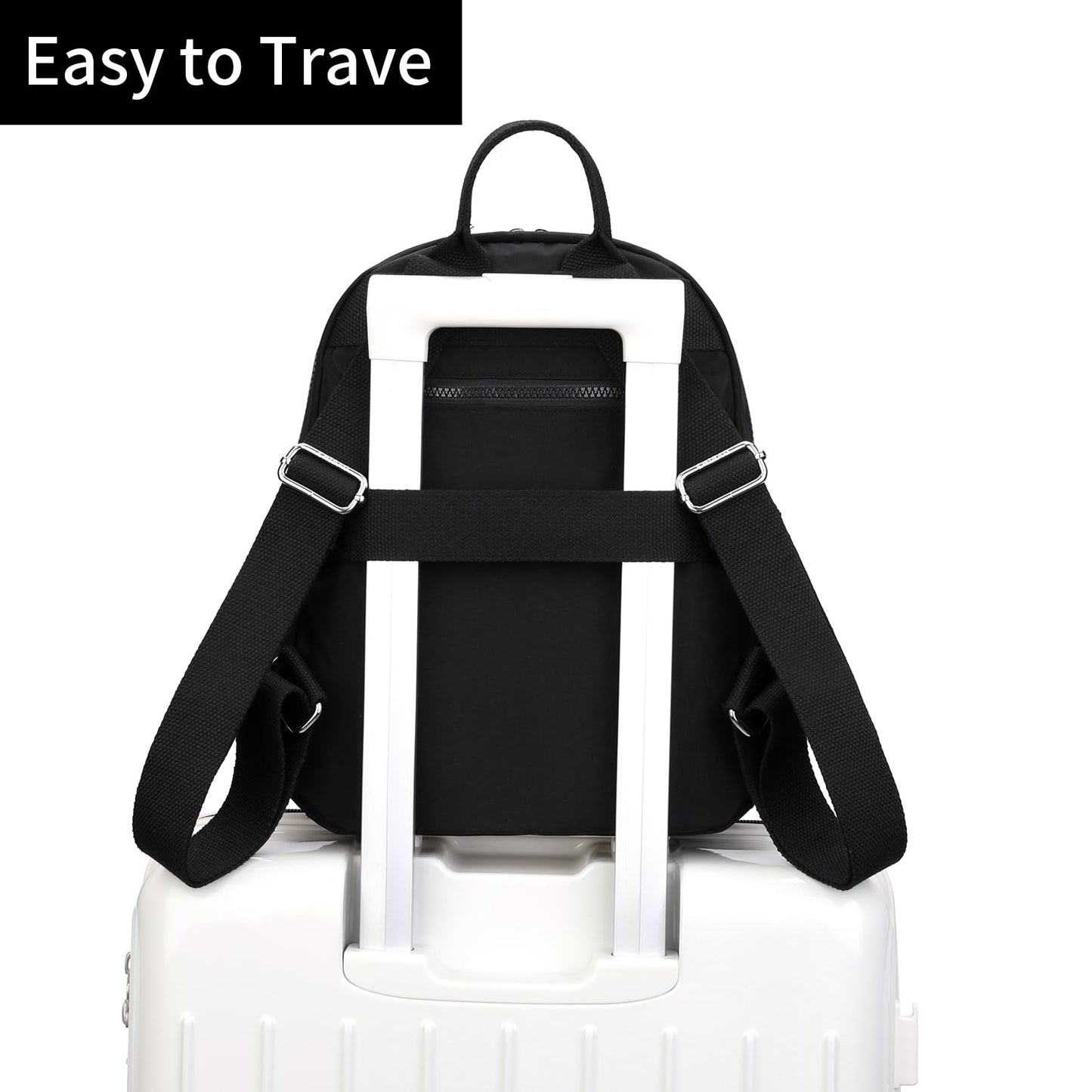 Tanweibago Mini Nylon Women Backpacks,11L Small Ladies backpacks Casual Lightweight Women Shopping Travel Daypack (Black)
