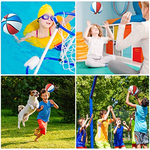Mini Rubber Basketballs Set - 6 Pack 7 Inch Size 3 - Red, White, Blue