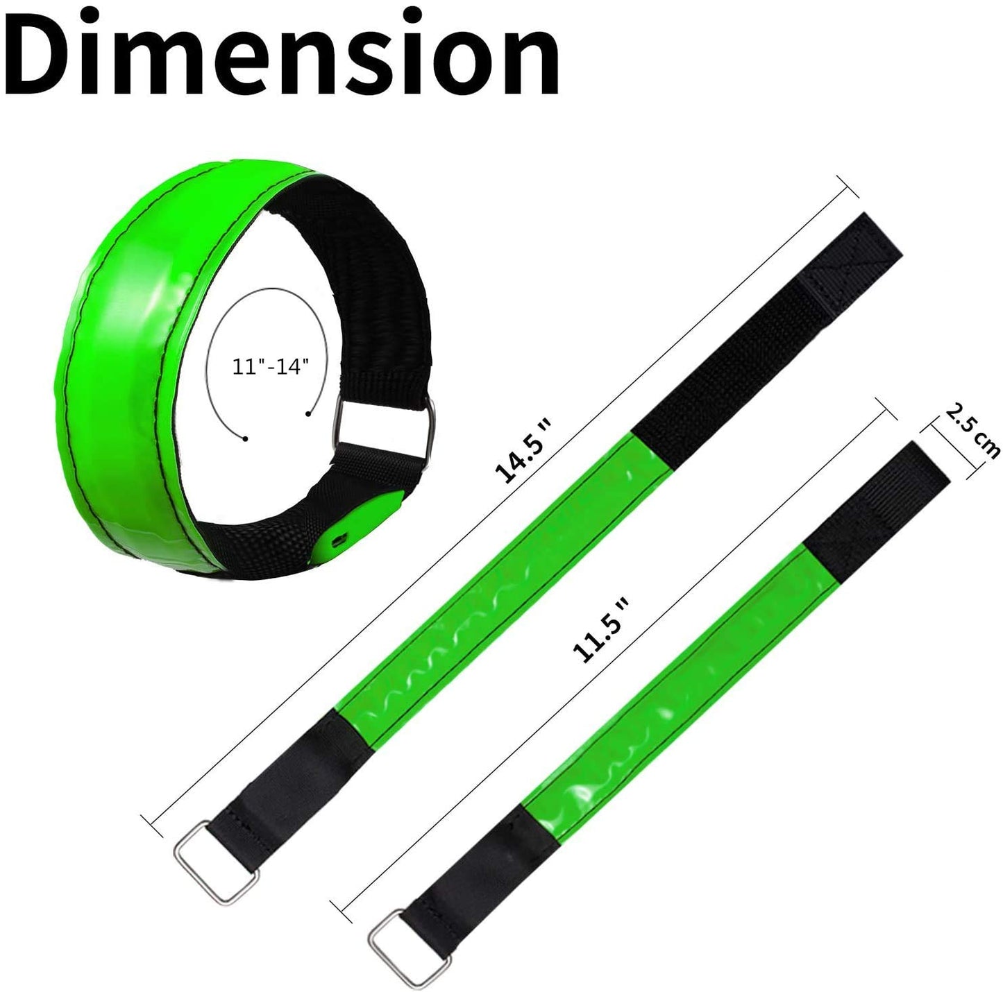 OMKHE 2 Pack Rechargeable LED Reflective Armband, High Brightness High Visibility Night Safety Light Band, Wearable Flashing LED Gear for Running, Walking, Biking and Outdoor Activities