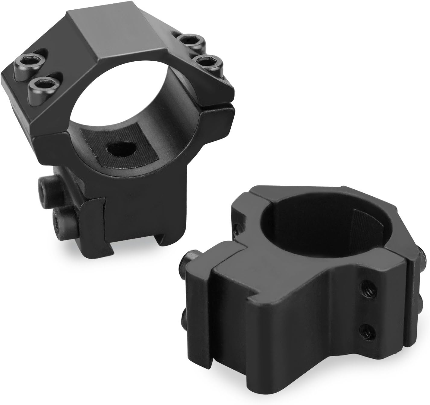1'' Dovetail Scope Rings, Medium Profile Scope Mounts for 11 mm Dovetail Rails - 2 Pieces (One has Stop pin)